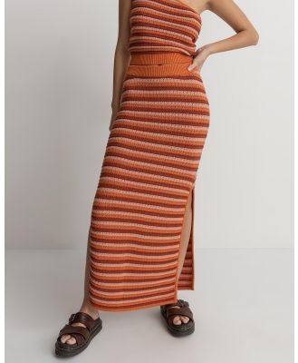 Rhythm - Spirit Knit Stripe Midi Skirt - Skirts (Coral) Spirit Knit Stripe Midi Skirt