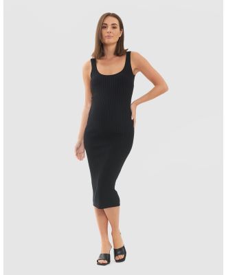 Ripe Maternity - Carmen Rib Knit Dress - Bodycon Dresses (Black) Carmen Rib Knit Dress