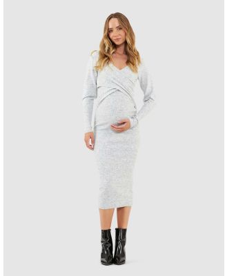 Ripe Maternity - Heidi Nursing Knit Dress - Dresses (Grey) Heidi Nursing Knit Dress