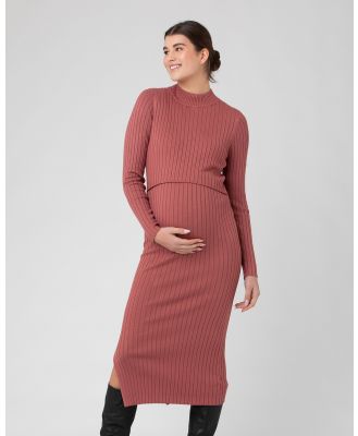 Ripe Maternity - Nella Rib Nursing Knit Dress - Dresses (Rouge) Nella Rib Nursing Knit Dress