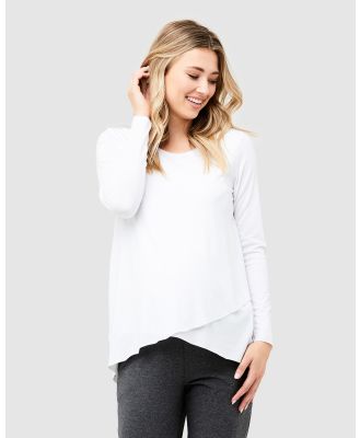 Ripe Maternity - Raw Edge Nursing Top - Tops (White) Raw Edge Nursing Top