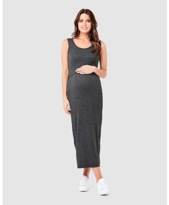 Ripe Maternity - Rib Maxi Nursing Dress - Dresses (Charcoal Marle) Rib Maxi Nursing Dress