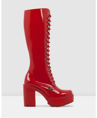 ROC Boots Australia - Lash - Knee-High Boots (Red Patent) Lash