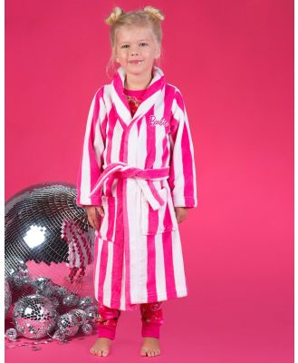 Rock Your Kid - Barbie Fleece Dressing Gown   ICONIC EXCLUSIVE   Kids - Sleepwear (Hot Pink & Cream Stripe) Barbie Fleece Dressing Gown - ICONIC EXCLUSIVE - Kids