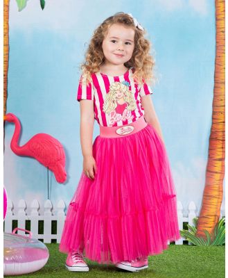 Rock Your Kid - Barbie Party Stripe Leotard   ICONIC EXCLUSIVE   Kids - Bodysuits (Pink/Cream Stripe) Barbie Party Stripe Leotard - ICONIC EXCLUSIVE - Kids