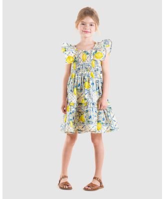 Rock Your Kid - Majolica Shirred Dress   Kids - Printed Dresses (Multi) Majolica Shirred Dress - Kids