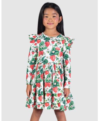Rock Your Kid - Maletto Long Sleeve Ruffle Dress   Kids - Printed Dresses (Red Green) Maletto Long Sleeve Ruffle Dress - Kids