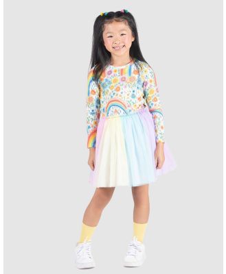 Rock Your Kid - Rainbows & Flowers Circus Dress   Kids - Dresses (Cream) Rainbows & Flowers Circus Dress - Kids