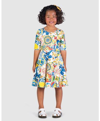 Rock Your Kid - Sicily Mabel Waisted Dress   Kids - Printed Dresses (Multi) Sicily Mabel Waisted Dress - Kids