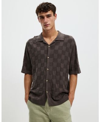 Rolla's - Checker Knit Shirt - Casual shirts (Brown) Checker Knit Shirt