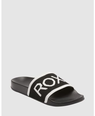 Roxy - Slippy Knit   Sandals For Women - Flats (BLACK) Slippy Knit   Sandals For Women