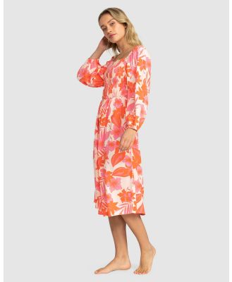 Roxy - Sunshine Spirit   Midi Dress For Women - Dresses (PALE DOGWOOD LHIBISCUS) Sunshine Spirit   Midi Dress For Women