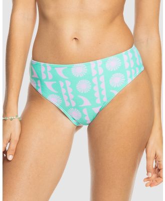 Roxy - Surf Saavy   Moderate Bikini Bottoms For Women - Bikini Bottoms (ARUBA BLUE SURF SAAVY SMALL) Surf Saavy   Moderate Bikini Bottoms For Women
