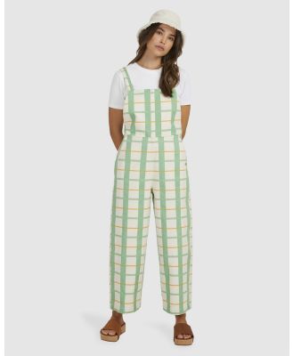 Roxy - Sweet Note Printed   Jumpsuit For Women - Dresses & Onesies (ABSYNTHE GREEN RAD PLAID) Sweet Note Printed   Jumpsuit For Women