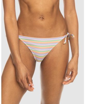 Roxy - Wavy Stripe   Tie Side Bikini Bottoms For Women - Bikini Bottoms (PAPAYA WAVY STRIPE S) Wavy Stripe   Tie Side Bikini Bottoms For Women