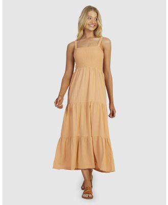 Roxy - Womens Sunnier Shores Solid Short Sleeve Dress - Dresses (DUSTY CORAL) Womens Sunnier Shores Solid Short Sleeve Dress