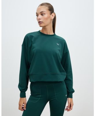 Running Bare - Beat The Chill Thermal Crew Neck Crop Sweatshirt - Sweats (Oasis) Beat The Chill Thermal Crew Neck Crop Sweatshirt