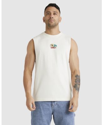 RVCA - Floral Park   Muscle Tank For Men - Muscle Tops (ANTIQUE WHITE) Floral Park   Muscle Tank For Men