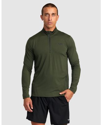 RVCA - Va Sport Vent   Performance Long Sleeve Top For Men - Long Sleeve T-Shirts (DARK OLIVE) Va Sport Vent   Performance Long Sleeve Top For Men