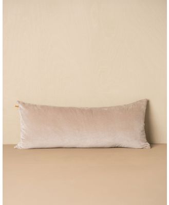 Saarde - Linen Velvet Bolster Cushion - Home (Stone) Linen-Velvet Bolster Cushion