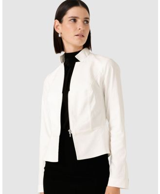 SACHA DRAKE - Front Zip Peplum Jacket - Coats & Jackets (White) Front Zip Peplum Jacket