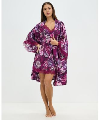 Sainted Sisters - Scarlett Silk Kimono - Sleepwear (Lorraine Plum) Scarlett Silk Kimono