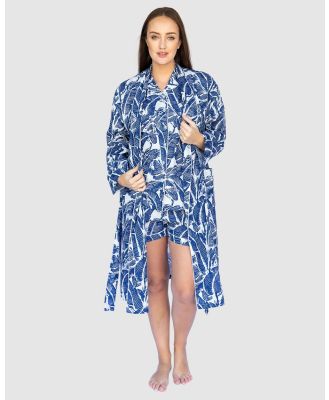 Sant And Abel - Martinique® Navy Banana Leaf Robe - Sleepwear (Navy) Martinique® Navy Banana Leaf Robe