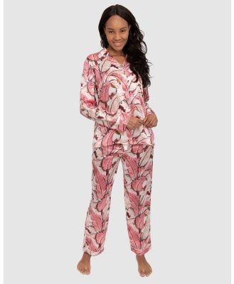 Sant And Abel - Martinique Silk Banana Leaf Shirt + PJ Pants Set - Sleepwear (Pink) Martinique Silk Banana Leaf Shirt + PJ Pants Set