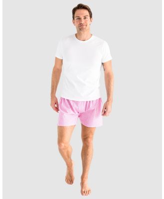 Sant And Abel - Men's Hepburn Gingham Pink Boxer Shorts - Sleepwear (Pink) Men's Hepburn Gingham Pink Boxer Shorts