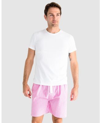 Sant And Abel - Men's Hepburn Gingham Pink Sleep Shorts - Sleepwear (Pink) Men's Hepburn Gingham Pink Sleep Shorts