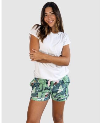 Sant And Abel - Women's Green Martinique® Banana Leaf Boxer Shorts - Sleepwear (Green) Women's Green Martinique® Banana Leaf Boxer Shorts