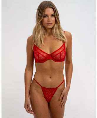 Saturday the Label - Rose Bra and G String Set - Underwire Bras (Red) Rose Bra and G-String Set