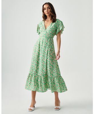 Savel - Steevie Wrap Dress - Dresses (Green Daisies) Steevie Wrap Dress