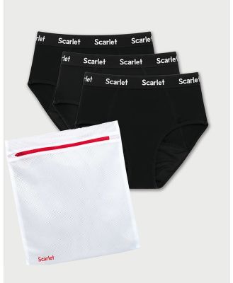 Scarlet - Scarlet Period High Waisted Brief (Moderate) 3 Pack + Laundry Bag - Period Underwear (Black) Scarlet Period High-Waisted Brief (Moderate) 3-Pack + Laundry Bag