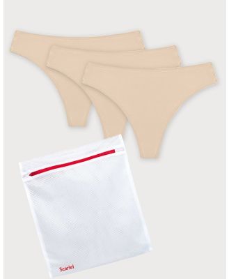 Scarlet - Scarlet Period Invisible Thong (nude) 3 Pack + Laundry Bag - Beauty (Nude) Scarlet Period Invisible Thong (nude) 3-Pack + Laundry Bag