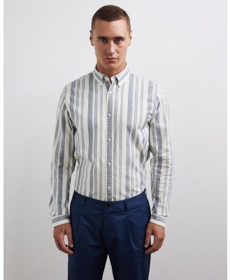 Scotch & Soda - Essential Oxford Stripe Shirt - Shirts & Polos (Ecru Night Stripe) Essential Oxford Stripe Shirt