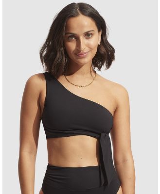 Seafolly - Collective One Shoulder Top - Bikini Set (Black) Collective One Shoulder Top