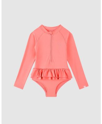 Seafolly - Essentials Skirted Paddlesuit   Kids Teens - One-Piece / Swimsuit (Bubble Gum) Essentials Skirted Paddlesuit - Kids-Teens