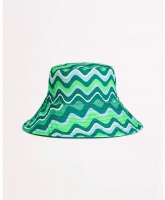 Seafolly - Neue Wave Reversible Bucket Hat - Accessories (Jade) Neue Wave Reversible Bucket Hat