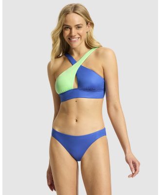 Seafolly - Rio Colour Block Cross Front Tank Bikini Top - Bikini Tops (Azure) Rio Colour Block Cross Front Tank Bikini Top