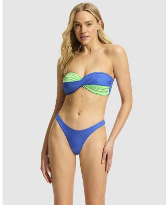 Seafolly - Rio Colour Block Scoop High Cut Rio Bikini Bottom - Bikini Bottoms (Azure) Rio Colour Block Scoop High Cut Rio Bikini Bottom