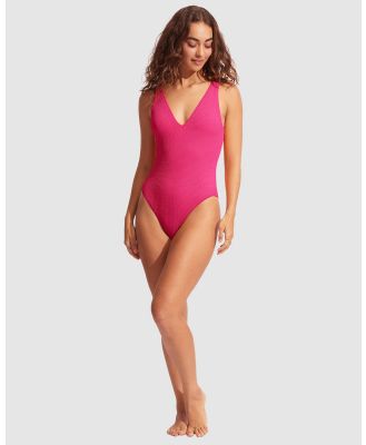 Seafolly - Sea Dive Deep V Neck One Piece - Bikini Set (Fuchsia Rose) Sea Dive Deep V Neck One Piece