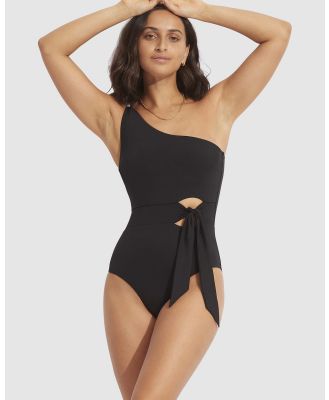 Seafolly - Seafolly Collective Tie Waist One Piece - Bikini Set (Black) Seafolly Collective Tie Waist One Piece