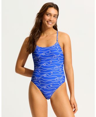 Seafolly - Set Sail Scoop Neck One Piece - One-Piece / Swimsuit (Azure) Set Sail Scoop Neck One Piece