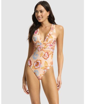 Seafolly - Spring Festival Cross Back One Piece - One-Piece / Swimsuit (Nectar) Spring Festival Cross Back One Piece