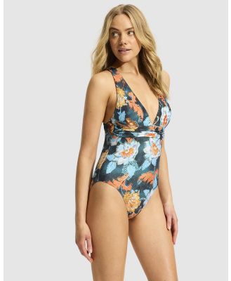 Seafolly - Spring Festival Cross Back One Piece - One-Piece / Swimsuit (True Navy) Spring Festival Cross Back One Piece