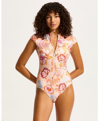 Seafolly - Spring Festival Zip Front One Piece - One-Piece / Swimsuit (Nectar) Spring Festival Zip Front One Piece