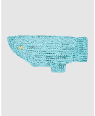 Sebastian Says - Cable Wool Dog Sweater - Home (Blue) Cable Wool Dog Sweater
