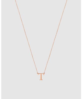 Secret Sisterhood - Initial T Letter Necklace - Jewellery (Rose Gold) Initial T Letter Necklace