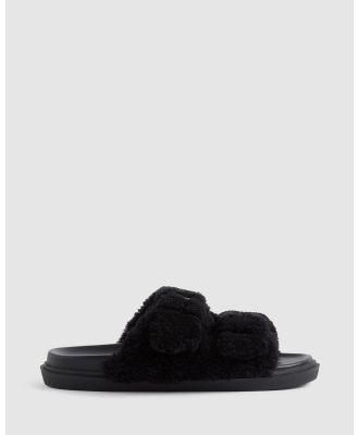 Seed Heritage - Darcie Shearling Slide - Flats (Black) Darcie Shearling Slide